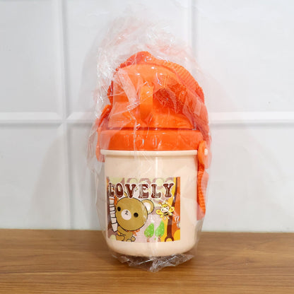 Lovely Cartoon Printed Plastic Cup with Lid (Approx. 350 ML, 1 Pc) The Morsignaturekarts