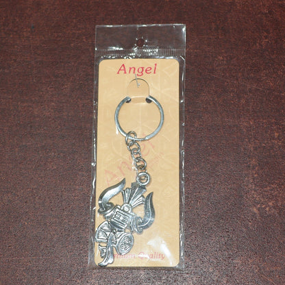 Trishul Damru Shiv Symbol Silver Keychain (1 Pc) signaturekarts