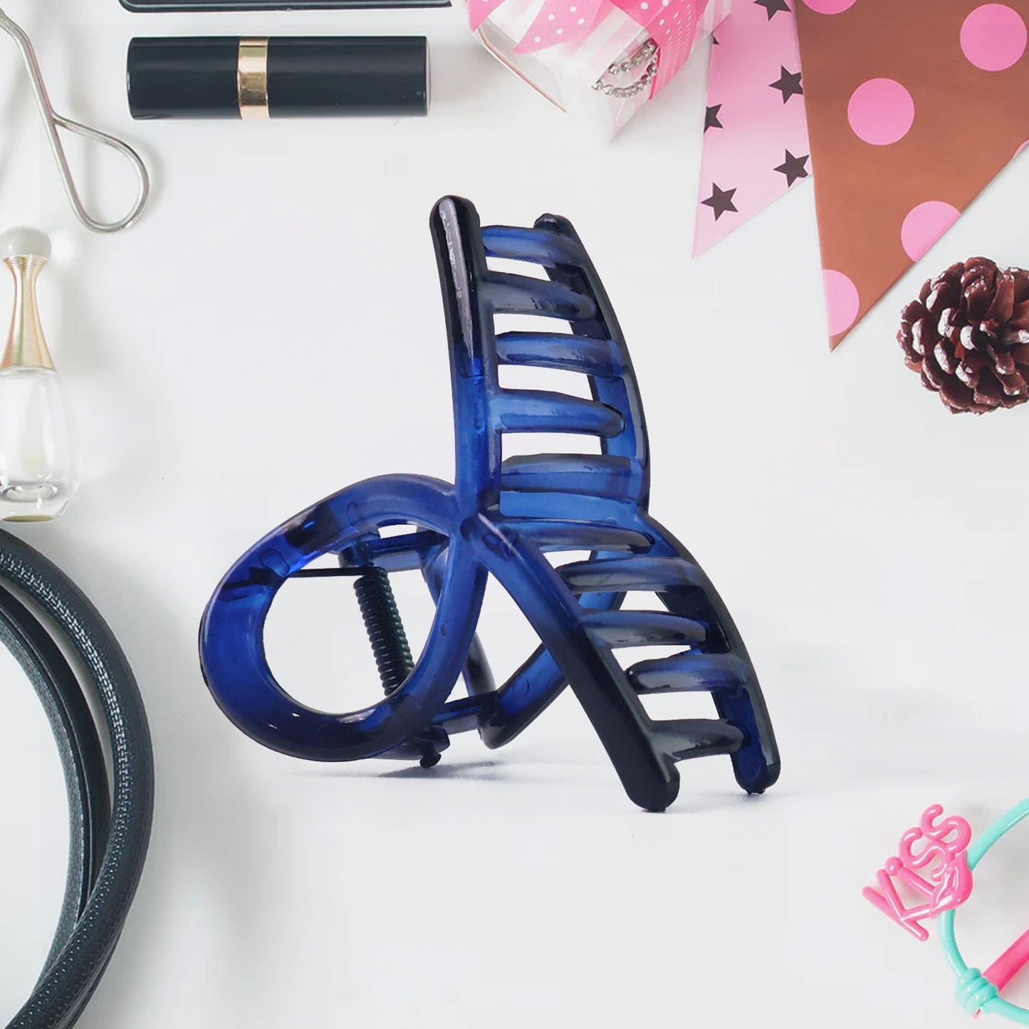 Plastic Hair Clamp Grip, Simple Matte Hair Barrette Clamp (12 Pc /  Mix Design) Signature Kart