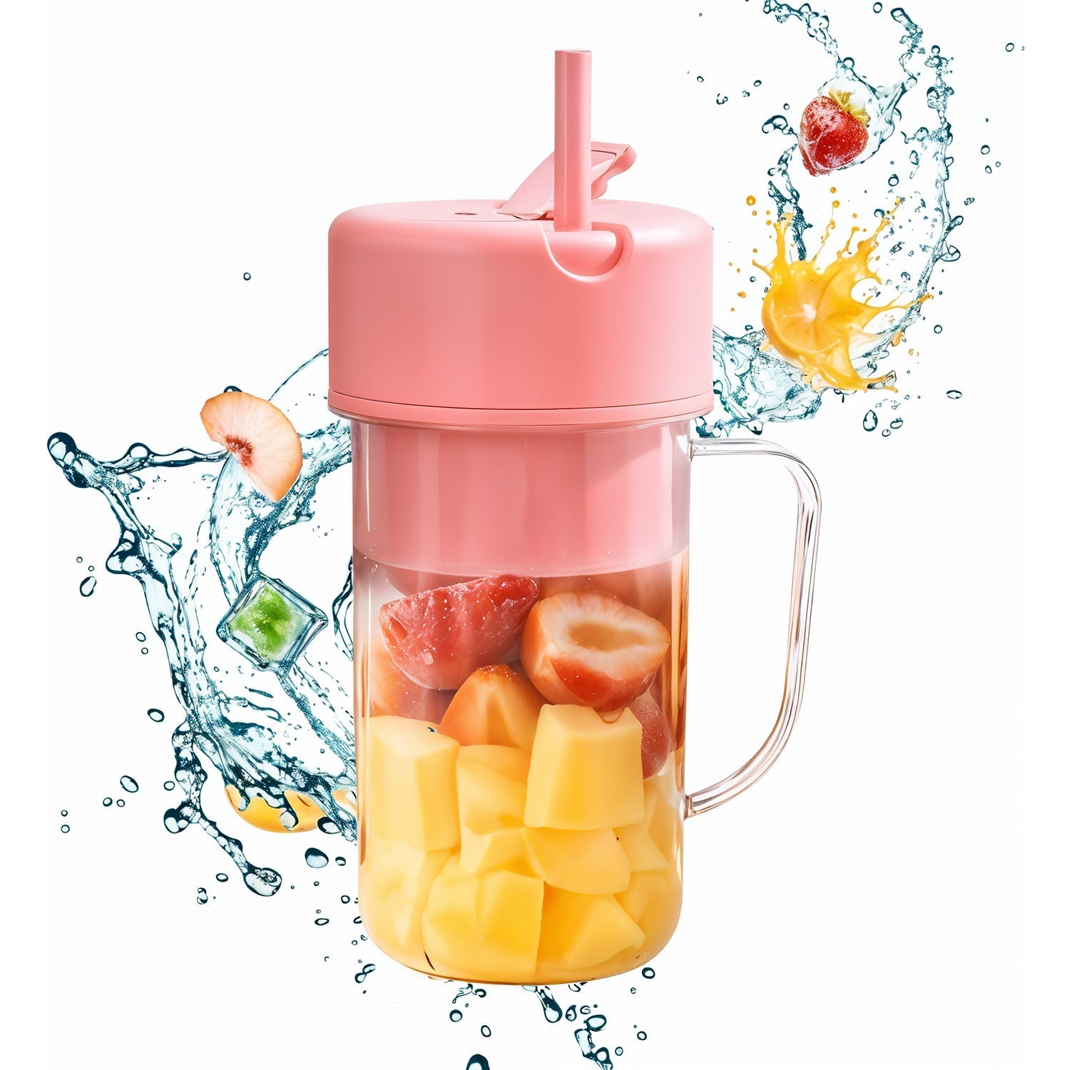 Portable Crusher Juicer With Handle & Straw, USB Rechargeable Multi Blades (420 ML) signaturekarts