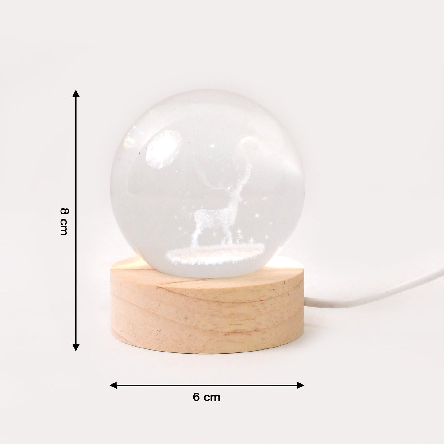 Crystal Ball Night Light Glass Ball Night Lamp with Wood Base Signature kart