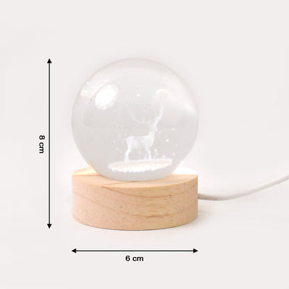 Crystal Ball Night Light Glass Ball Night Lamp with Wood Base Signature kart
