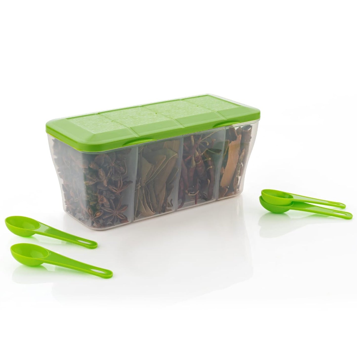 Kitchen Airtight 4-Section Storage Container / Pickle Jar 4 Spoons (1 Pc / Mix Color) signaturekarts