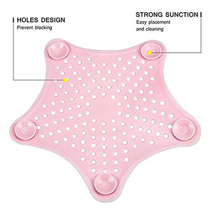 Baby Pink Silicone Star Shaped Sink Filter Bathroom Hair Catcher Drain Strainers Signature Kart