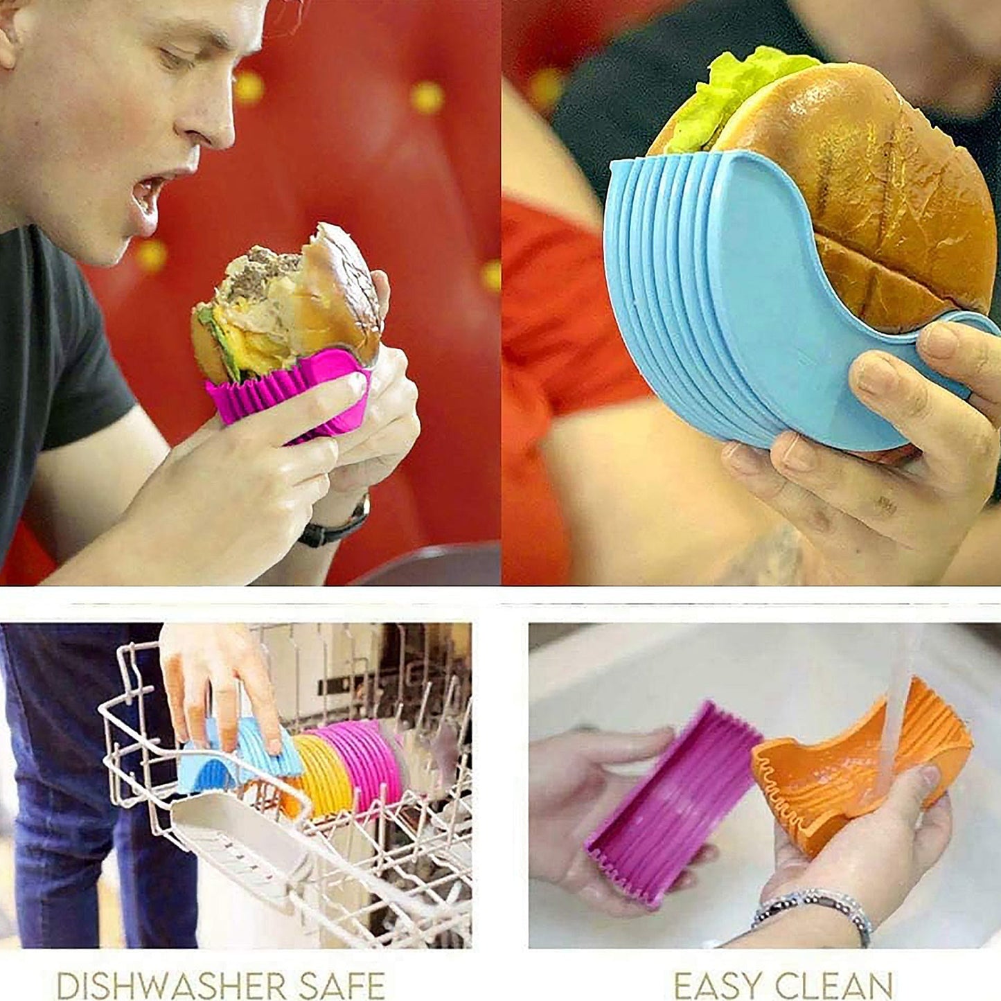 Silicone Burger Holder Snack Holder Reusable Burger Holder Signaturekarts