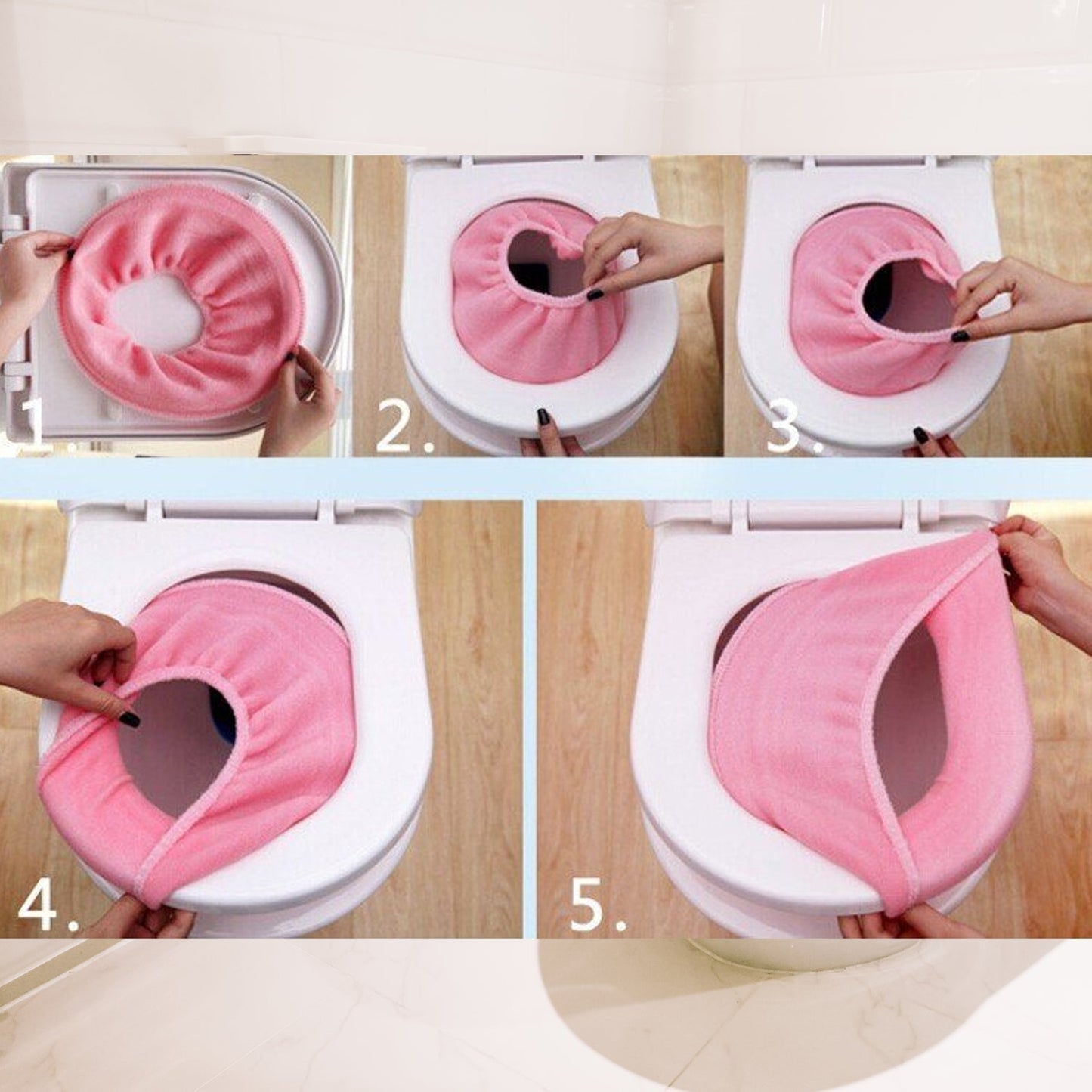 Bathroom Soft Thicker Warmer Stretchable Washable Cloth Toilet Seat Cover (1pc) signaturekarts