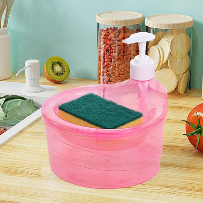 2 in 1 Double Layer Liquid Soap Dispenser with Pump and Sponge signaturekarts