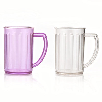 Stylish Juice Glass With Handle, Water Glass, Beer Glass, Milk Shake Glass, Multipurpose Glass Plastic Beer Mug, Unbreakable Beer Tasting Glasses, Clear Juice Glasses Suitable for Kids (2 pc) signaturekarts