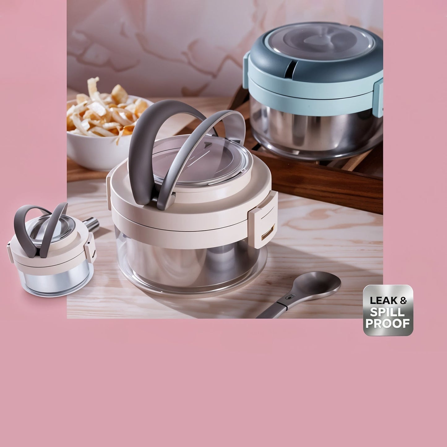 Ganesh Tiara 400ml Stainless Steel Insulated Lunch Box Leakproof Lid & Folding Spoon Signature kart