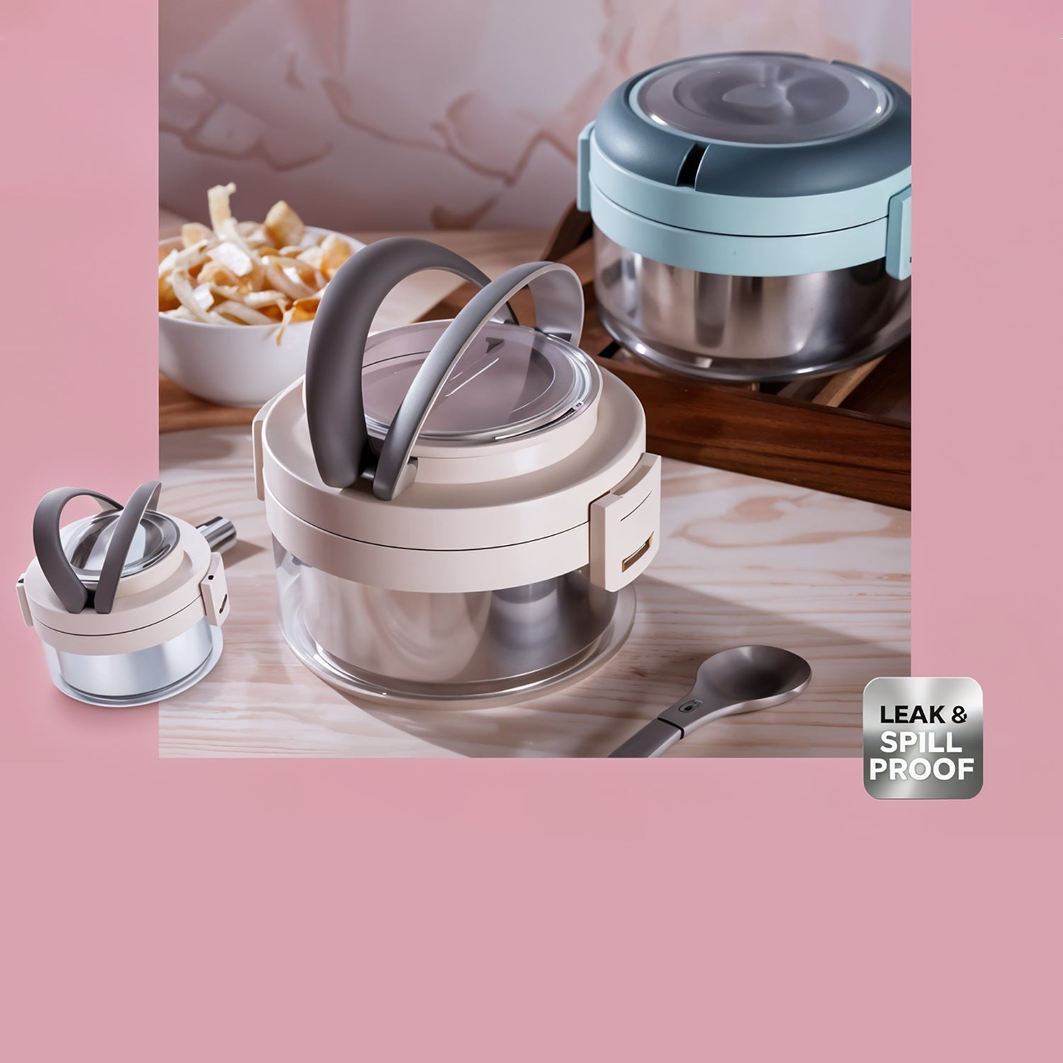Ganesh Tiara 400ml Stainless Steel Insulated Lunch Box Leakproof Lid & Folding Spoon Signature kart