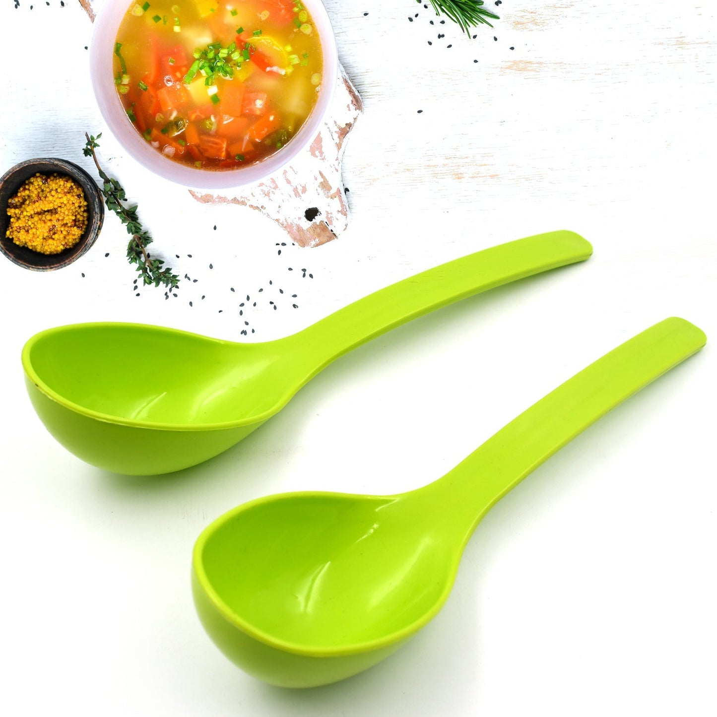 Plastic Kitchen Ladle for Frying, Curry & Serving Food (2 Pc Set) signaturekarts