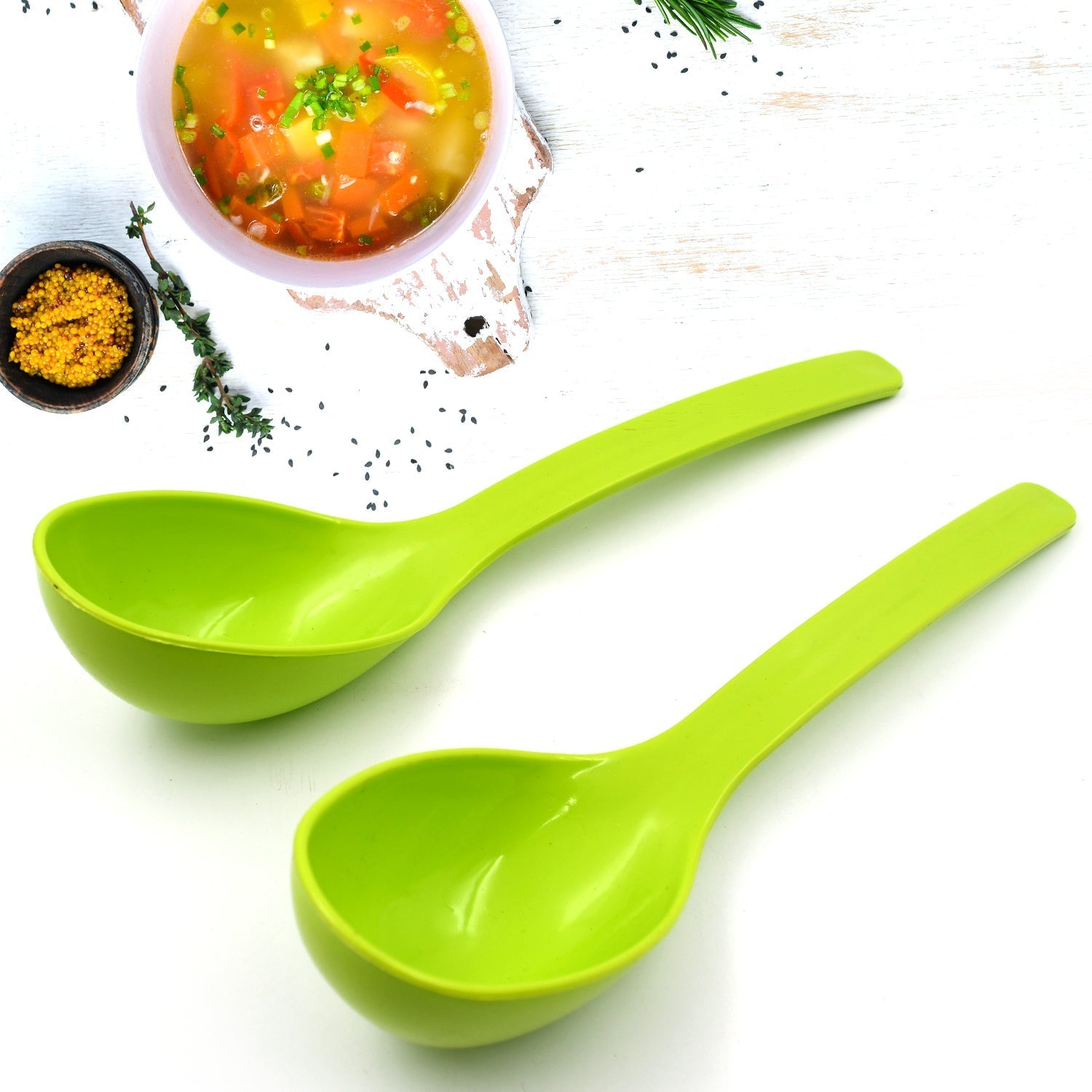 Plastic Kitchen Ladle for Frying, Curry & Serving Food (2 Pc Set) signaturekarts