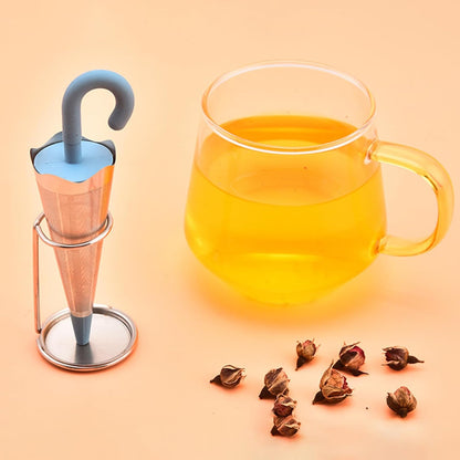 Reusable Cute Umbrella Tea Strainer With Tray / Stand (1 Pc) Signaturekarts