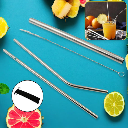 Reusable Stainless Steel Straws with Case for Drinking (4 Pc, Eco-Friendly) signaturekarts