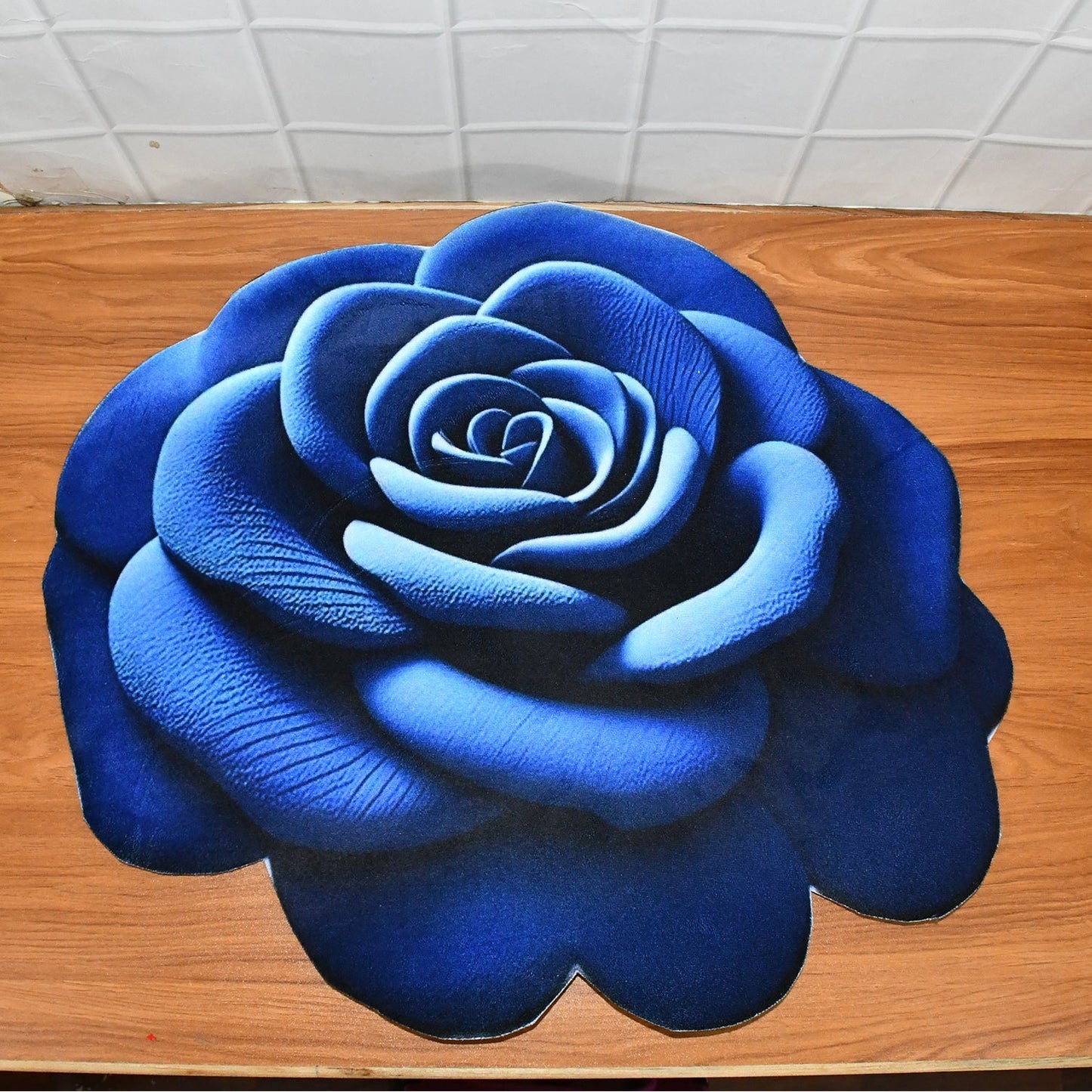 Rose Shaped Anti-Slip Velvet Floor Mat - (1 Pc) signaturekarts