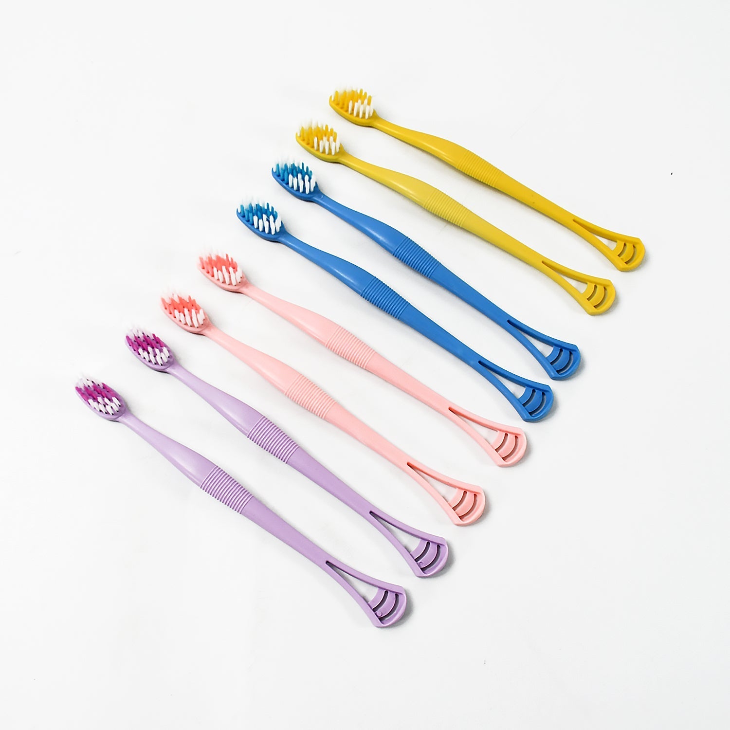2-in-1 Tooth Brush Tongue Scraper, Soft Bristle & Long Handle (8Pcs) Soft Toothbrush signaturekarts