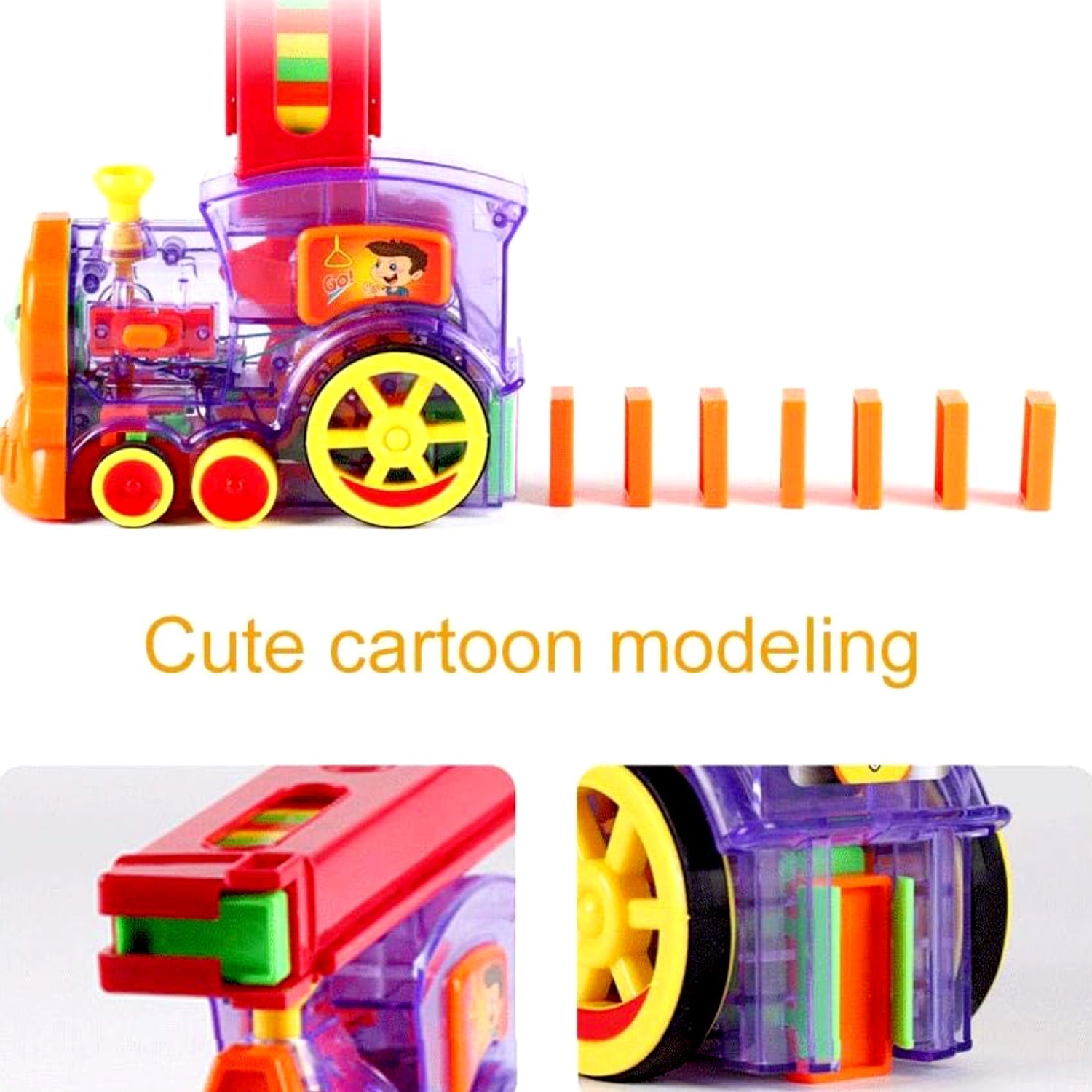 Transparent Funny Train Engine Block Set – 60-Piece Music & Lights signaturekarts