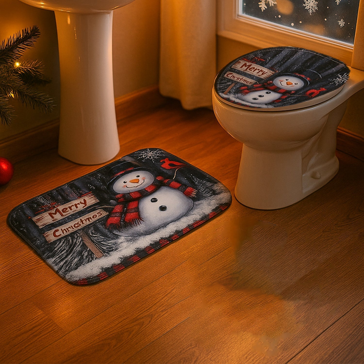 3 in 1 Mix Design Bathroom Mat - (1 Set) signaturekarts