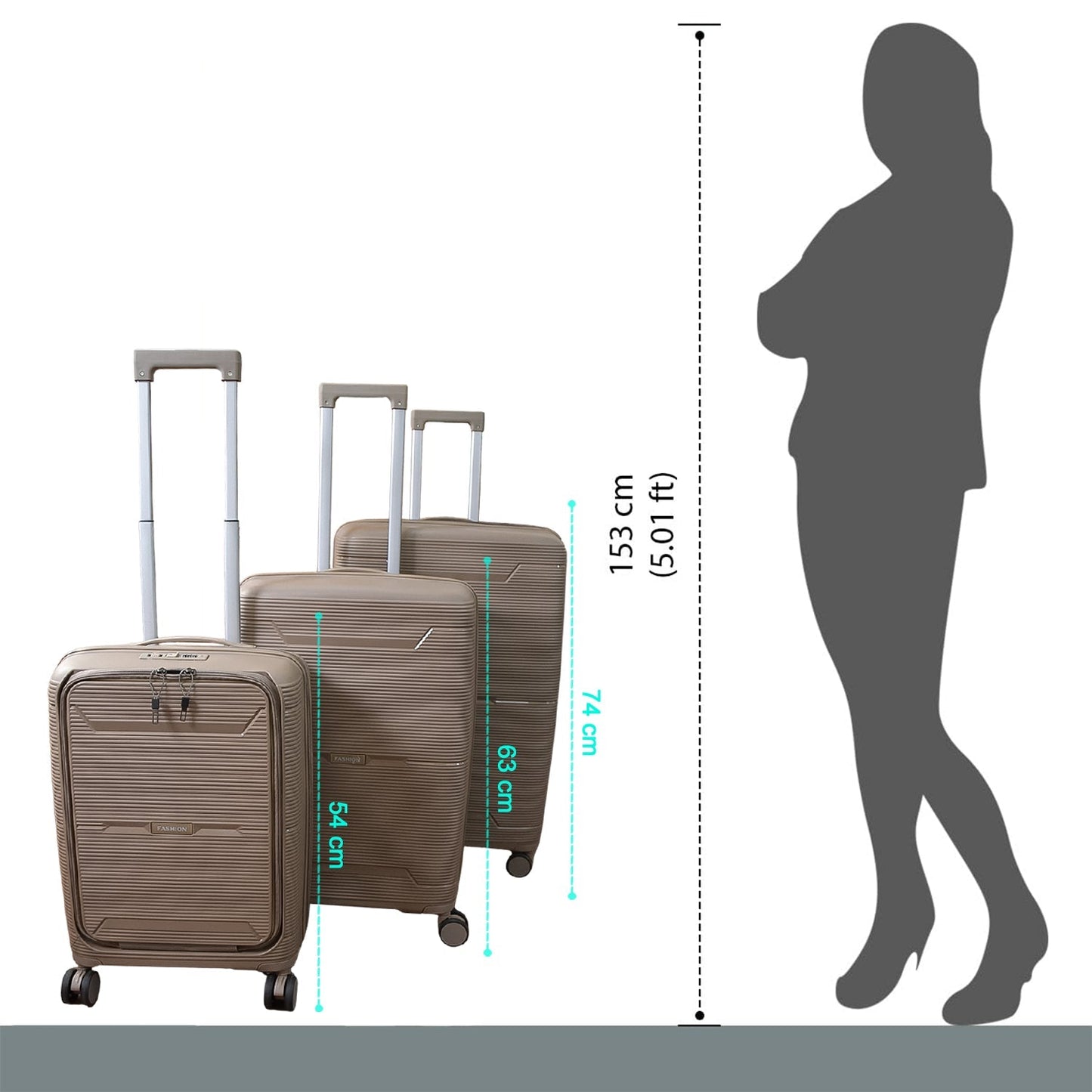Hard-Shell Trolley Luggage Bag (Set of 3-pice / Mix Color) signaturekarts