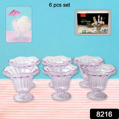 Crystal Plastic Ice-Cream Bowl Set – Serving Bowls (6 Pc) signaturekarts