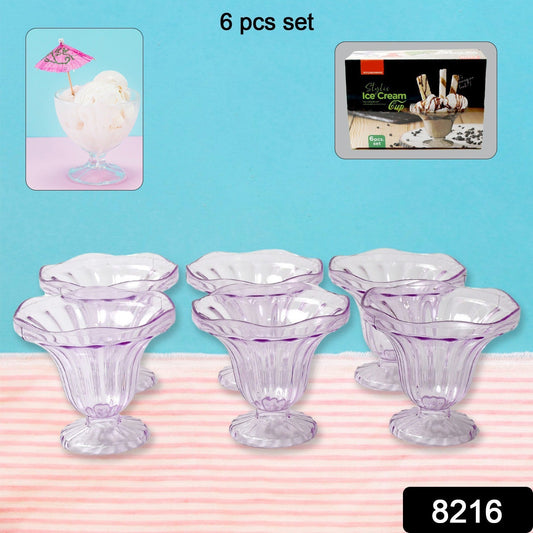 Crystal Plastic Ice-Cream Bowl Set – Serving Bowls (6 Pc) signaturekarts