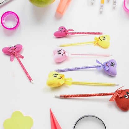 Cute Cartoon Shape & Heart Design Facy Writting Pen Attached Rattle | Ball Pen Smooth Writing For Wedding , Events & Multiuse Pen  Best Pen l Use for Kids (12 Pcs Set Mix Design & Color) signaturekarts