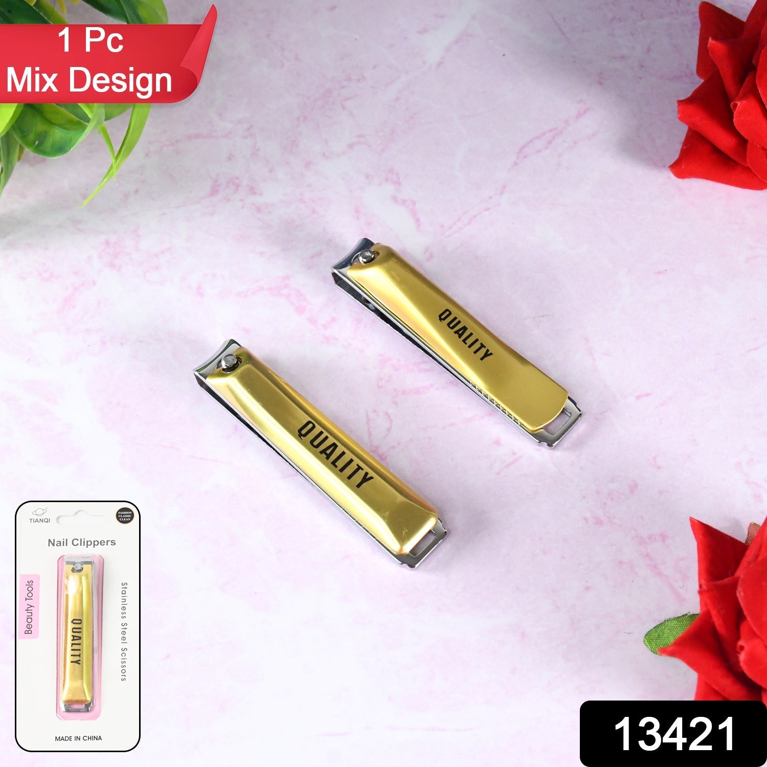 Stainless Steel Folding Portable Large Nail Clippers with Nail File (1 Pc / Mix Design) signaturekarts