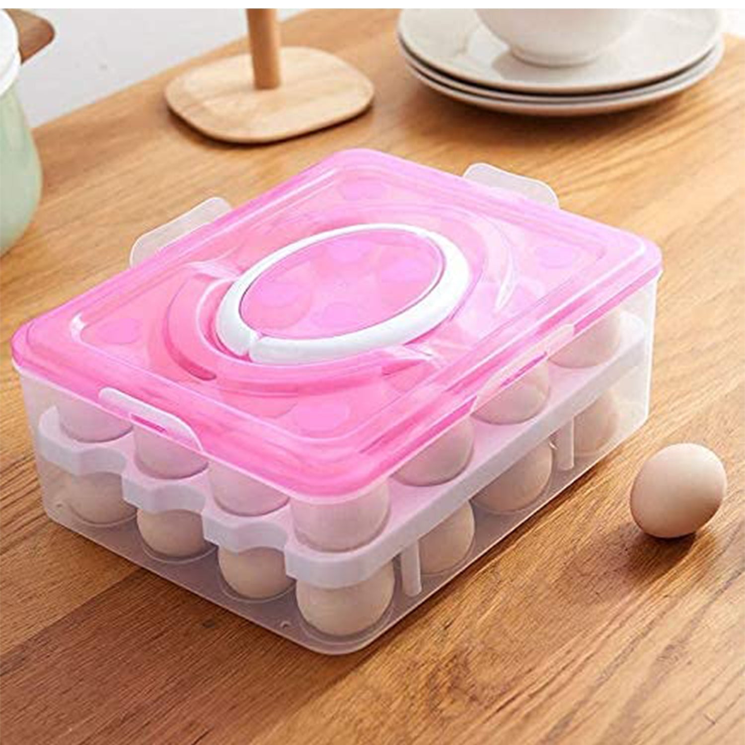 2 Layer 32 Grid Egg Tray with Lid Carrier Holder1 Pc signaturekarts