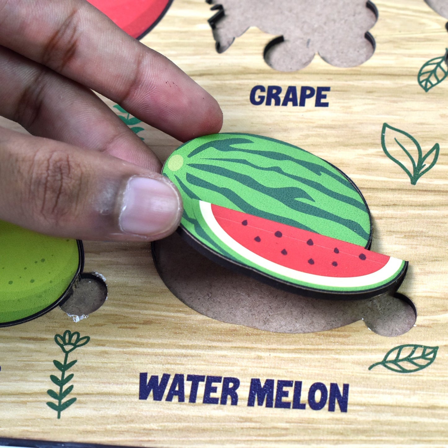 Wooden Fruits Puzzle Learning Educational Board (1 Set / 28×20 Cm) Signaturekarts