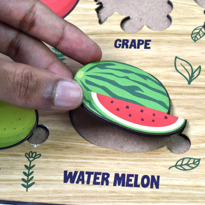 Wooden Fruits Puzzle Learning Educational Board (1 Set / 28×20 Cm) Signaturekarts