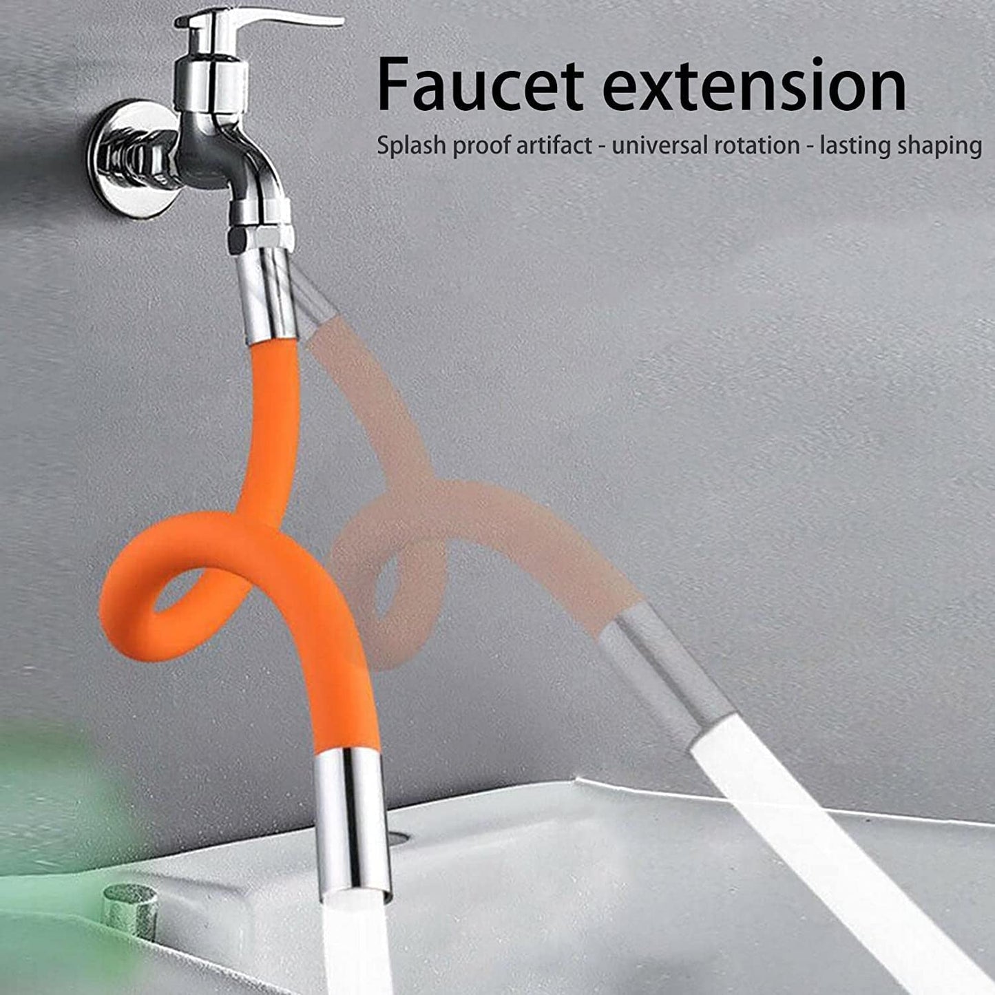 Flexible Water Tap Extender, 360° Bending Faucet Extension Tube with Connector (18cm) Your Brand