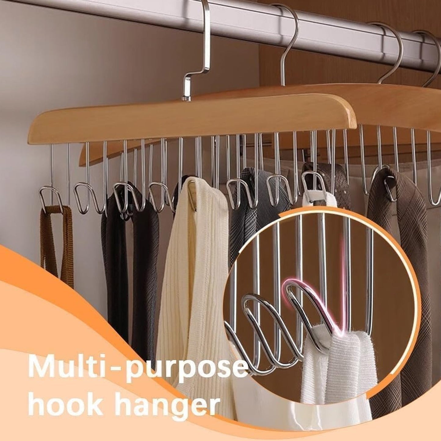 Space Saving 8 Hooks Wooden Hangers (1 Pc) Signaturekarts