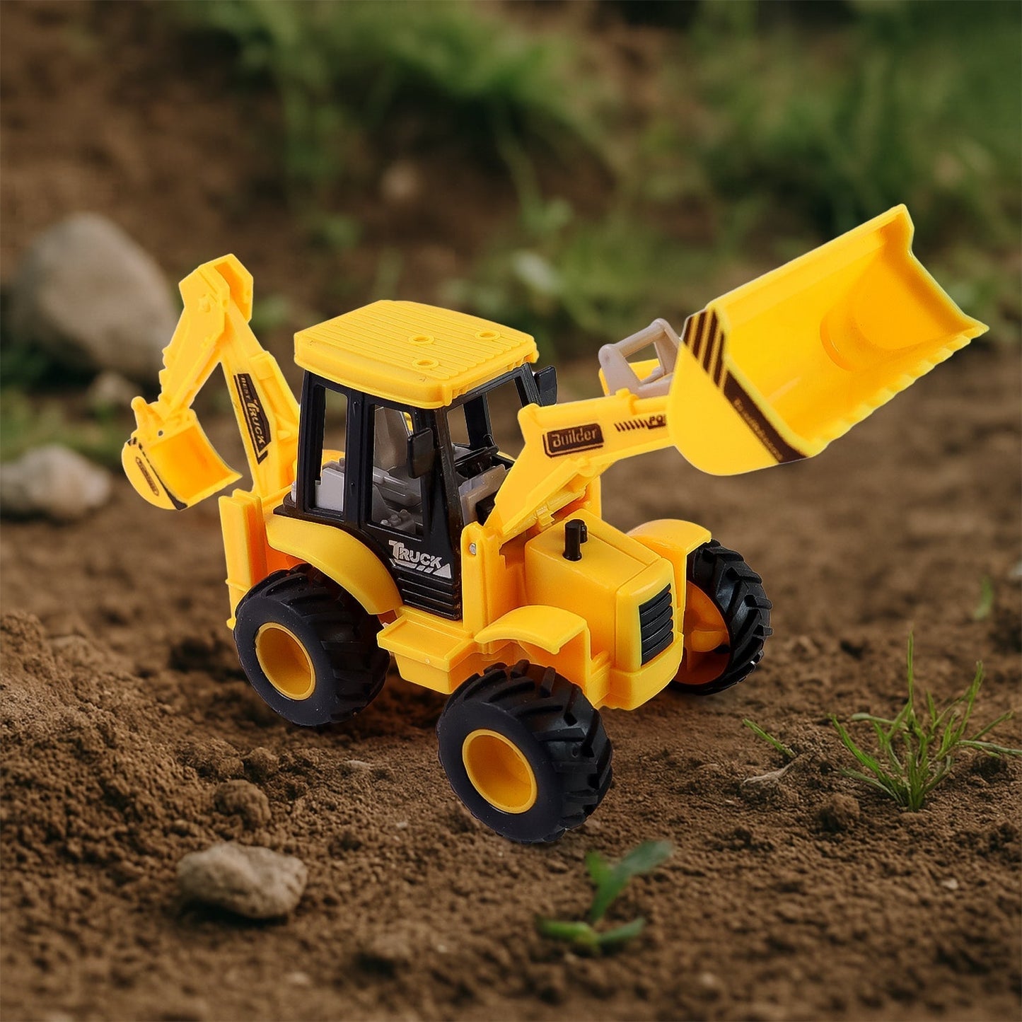 LALA Friction Powered JCB Style Backhoe Loader Construction Toy Truck for Kids (1 Pc) Signature Kart