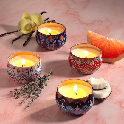 Premium Decorative Mandala Printed Metal Candle Container (4 Pc) The Morsignaturekarts