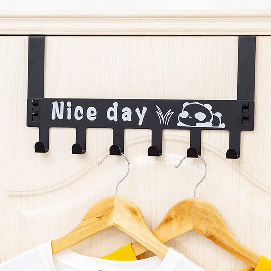 Heavy-Duty Carbon Steel Over Door Hook Rack for Towels & Coats (1 Pc, 6 Hooks) signaturekarts