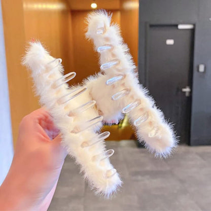Large Plush Hair Claw Clips, Plastic Fluffy Hair Claw Hair (1 Pc / Mix Color) Signaturekarts