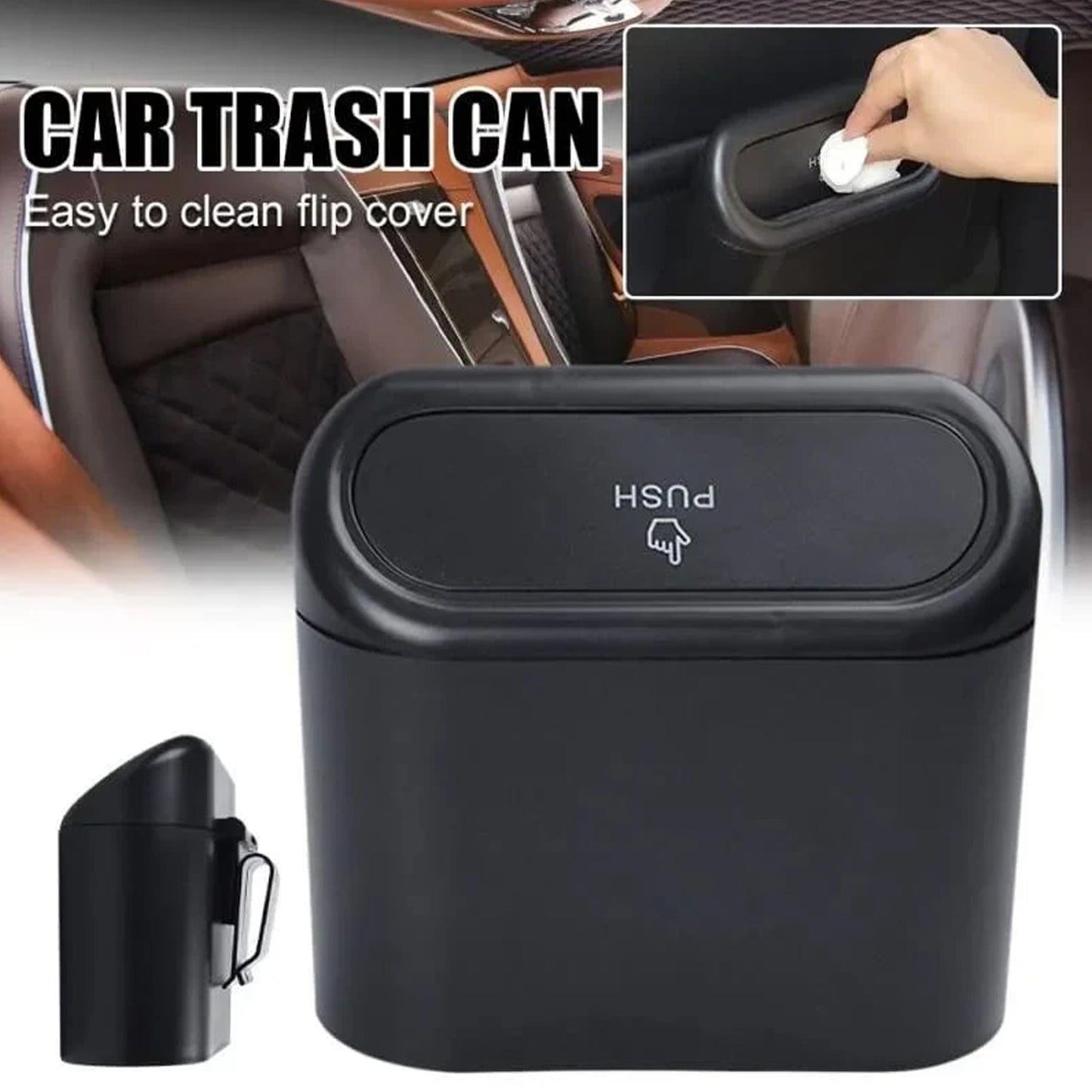 Mini Car Trash Can with Lid, Waterproof Car Trash Bin Storage Box (1 Pc) Signaturekarts