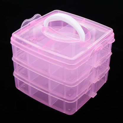 Versatile 18-Grid 3-Layer Transparent Plastic Organizer Box signaturekarts