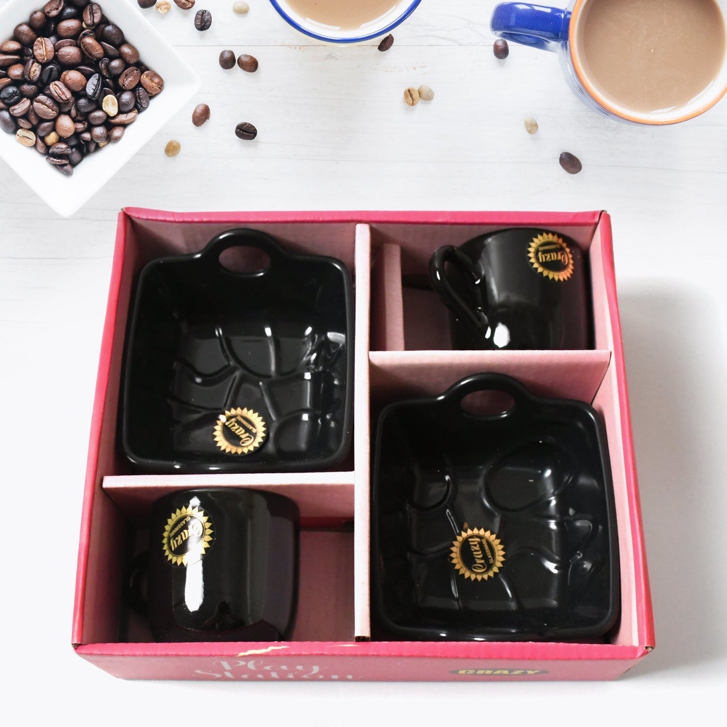 Play Station Ceramic Tea / cups / Mug Set With Handle Serving Bowl Milk Cup, Coffee Cup, Tea Cup, Breakfast Cup, Drinking Mug or Outdoor for Household, Gift for Birthday, Wedding Party (4 Pcs set) signaturekarts