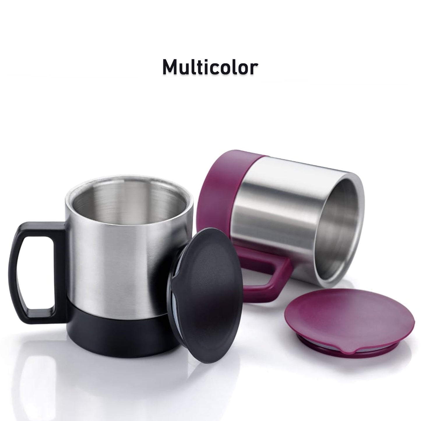 Stainless Steel Coffee/Tea Cup, Stainless Steel Lid Cover Hot Coffee/Tea Mug Hot Insulated Double Wall Stainless Steel, Coffee and Milk Cup with Lid & Handle Easy To Carry - Coffee Cup (1 Pc) signaturekarts