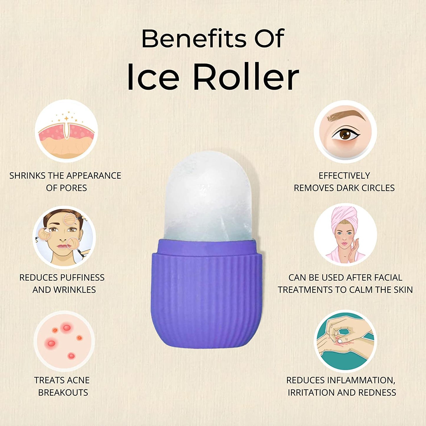 Beauty Ice Roller for Face & Eye Massage (Reusable, Purple / Without Box) signaturekarts