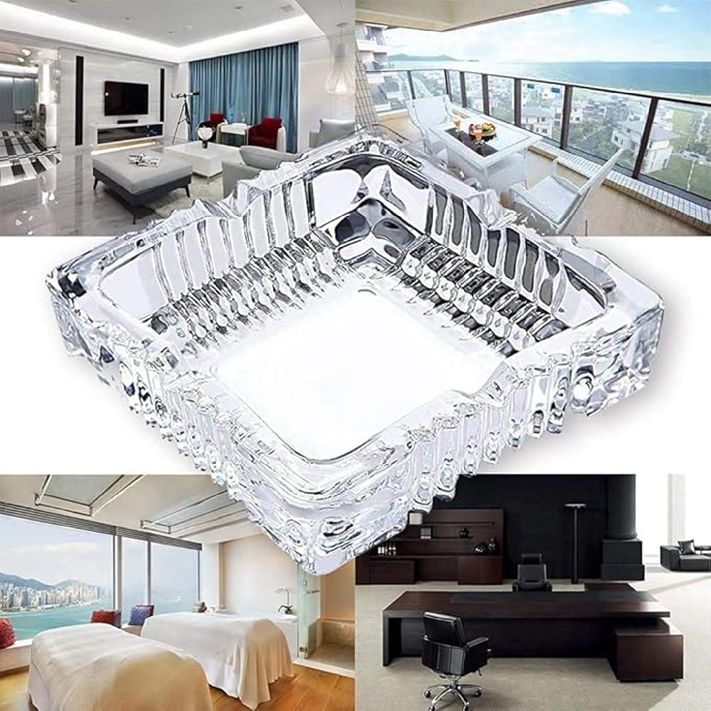 Square Glass Misti Crystal Quality Cigar Cigarette Ashtray Your Brand