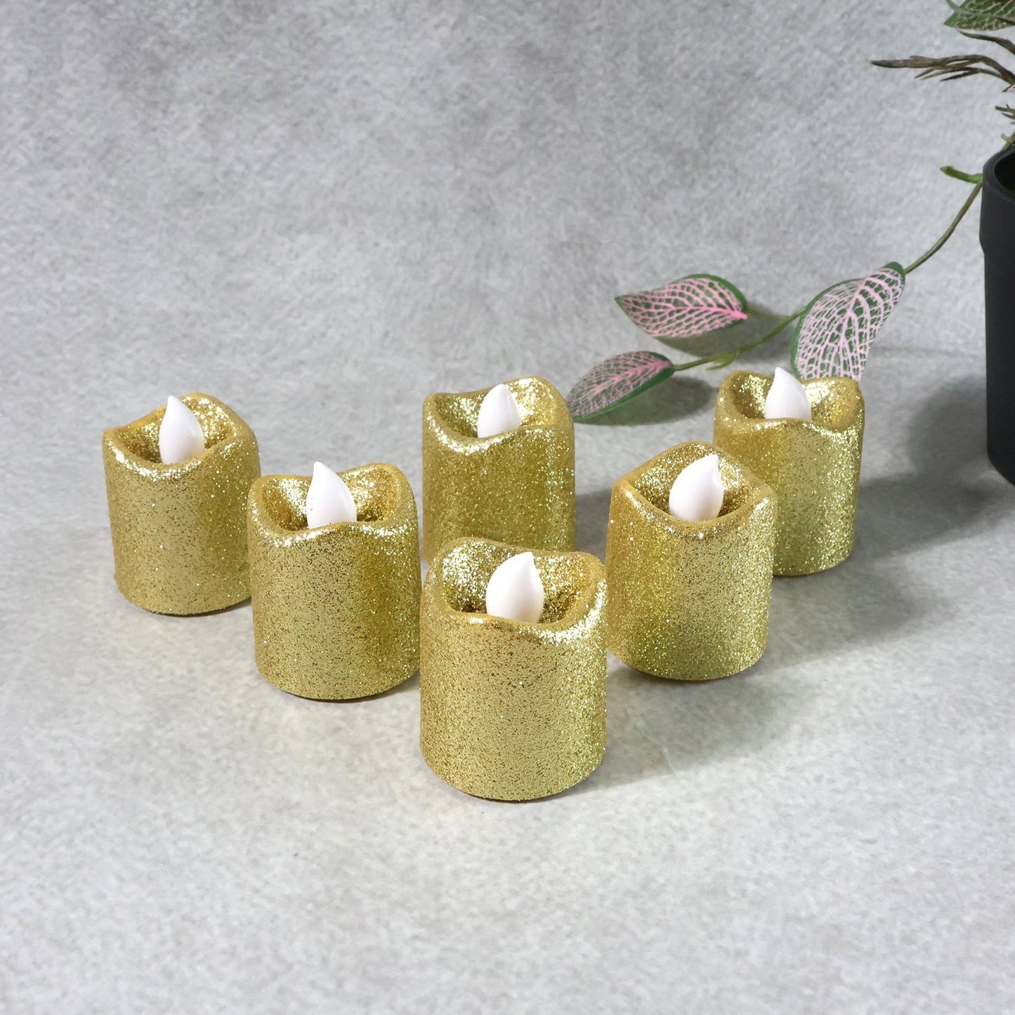 Christmas Premium Glitter LED Tealight Candles (6 Pc Set) The Morsignaturekarts