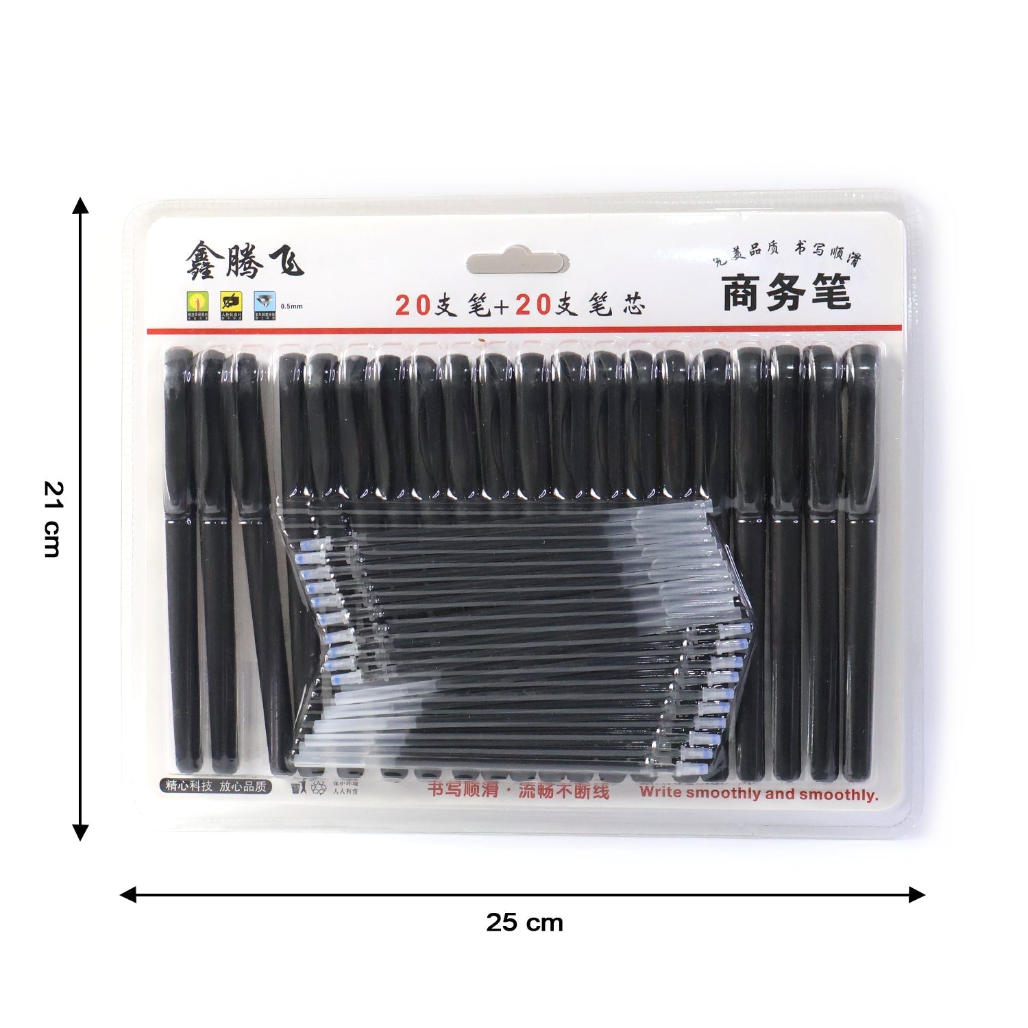 Refillable Black Marker Pen with Extra Ink Refills 20 pieces (1 Set) The Morsignaturekarts