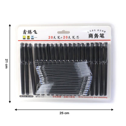 Refillable Black Marker Pen with Extra Ink Refills 20 pieces (1 Set) The Morsignaturekarts