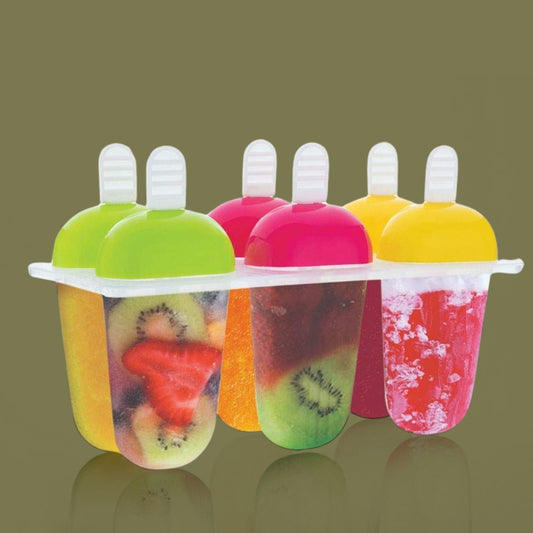 6 Pcs Multicolor Polypropylene Ice Mold, Kulfi Maker / Stick / Cream / Assorted Signature Kart