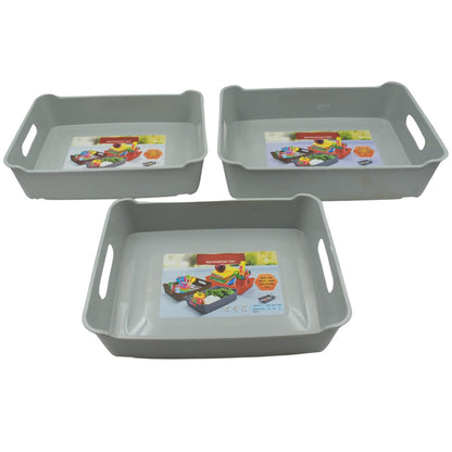Multipurpose Organising & Storage Plastic Tray,  Fruit & Vegetable/ Multi Purpose Tray, Organizer for Kitchen, Countertop, Cabinet, Bathroom Plastic Storage Basket For Store Fruits, Vegetables, Magazines, Cosmetics, Stationary Set of 3 signaturekarts