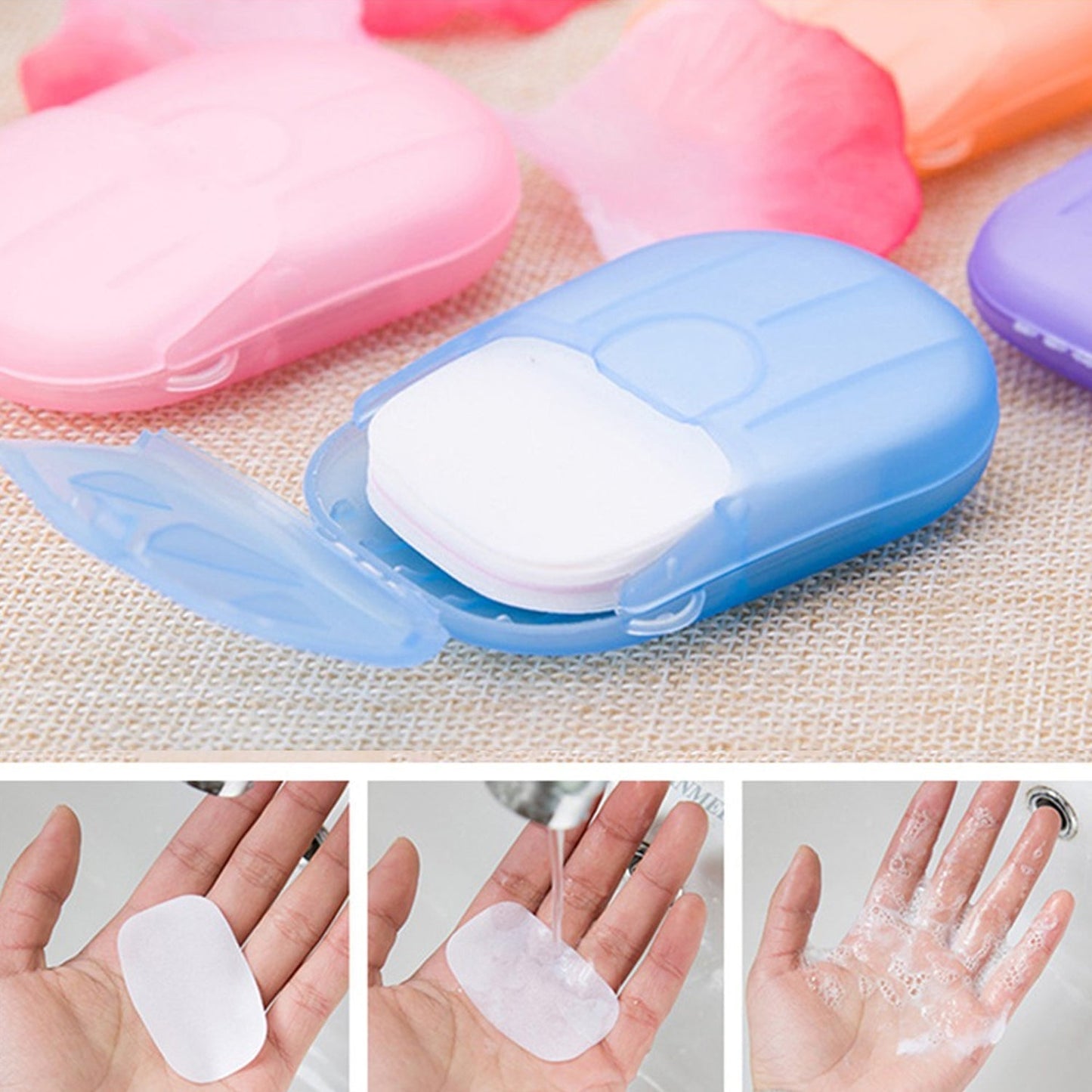 Travel Paper Soap Sheet with Mini Box (20 Sheets in a Pack Approx / Mix Color) Signaturekarts