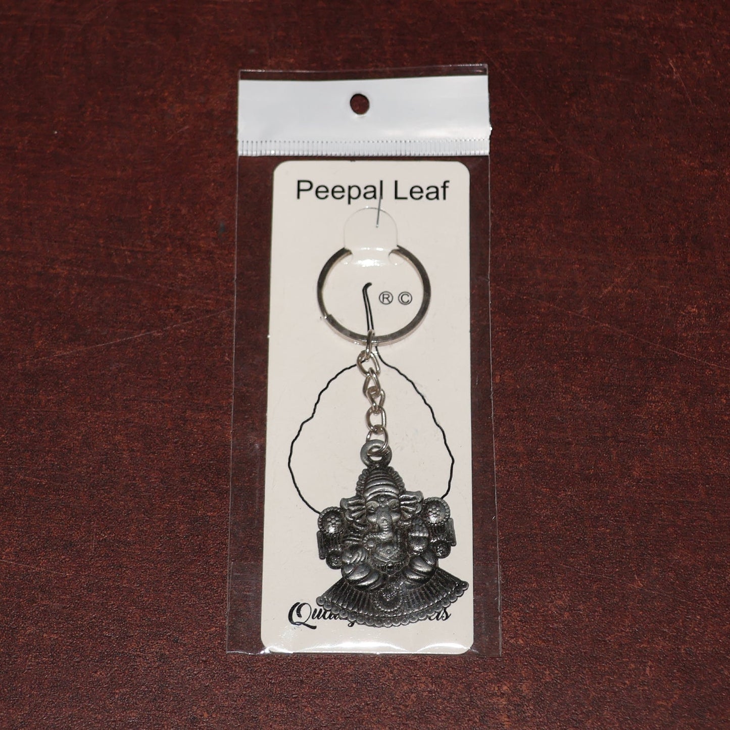 Lord Ganesha Sitting Design Silver Keychain (1 Pc) signaturekarts