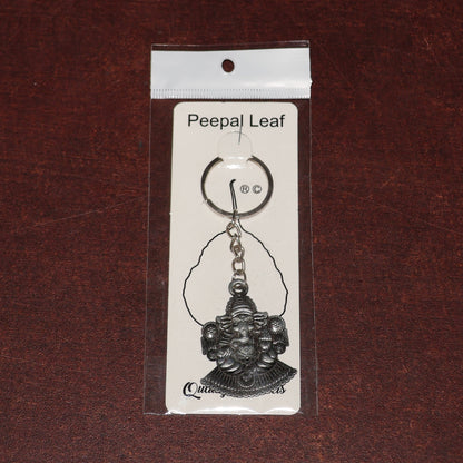 Lord Ganesha Sitting Design Silver Keychain (1 Pc) signaturekarts
